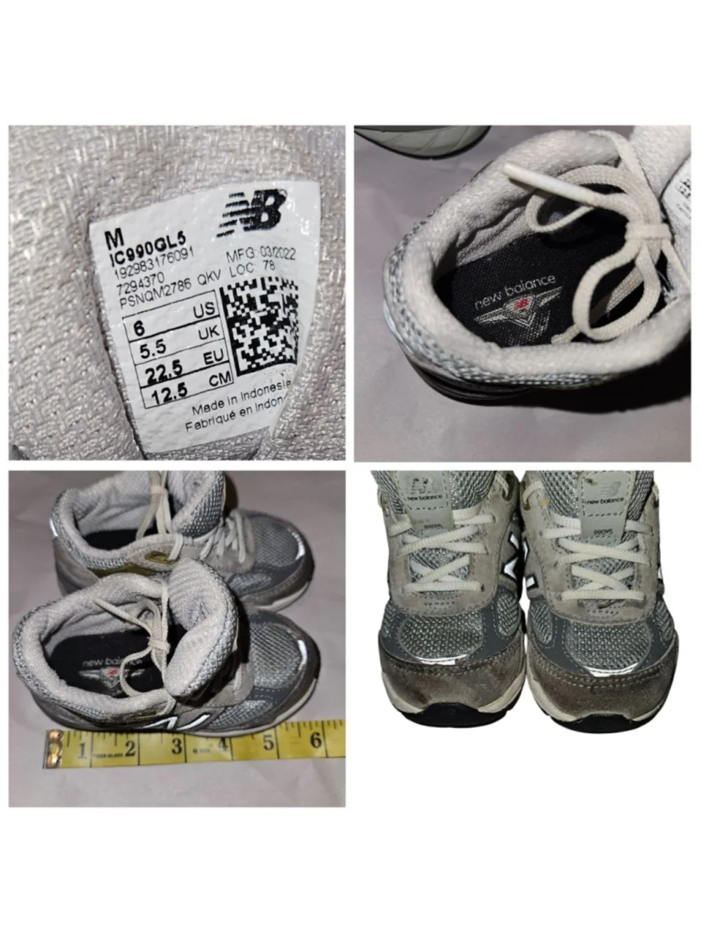 New Balance Infant 990 v5 Grey size 6